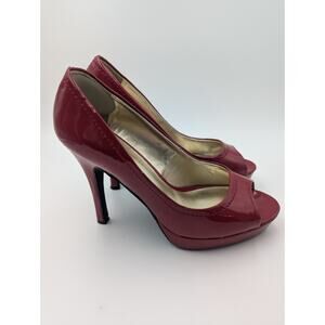 Candies Womens Size 8 Red 4” Peep Toe Stiletto Heels Dress Shoes
